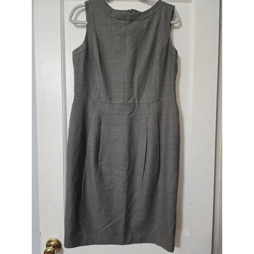 EUC Brooks Brothers 346 Sheath Dress Womens Size 12 Gray Wool Sleeveless Career